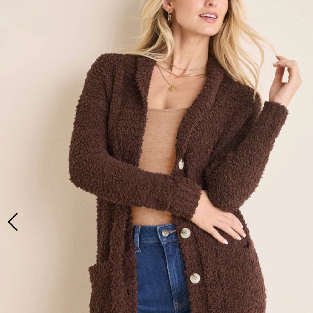 Venus Teddy Duster Bitter Chocolate Cardigan M - Picture 3 of 5